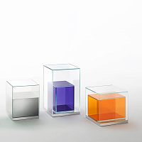 Contemporary side table BOXINBOXglasspolished stainless steelsquare