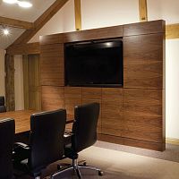 Contemporary TV wall unit SHADOWwoodenglassmodular