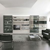 Contemporary TV wall unit Off-shoreMDFsmoked glasstempered glass