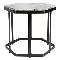 Contemporary side table L12marblemetal basehexagonal