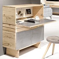 Contemporary desk V-Organooakwith storage compartment