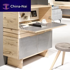Contemporary desk V-Organooakwith storage compartment