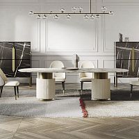 Contemporary table Rockwoodenmarblemetal base
