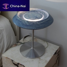 Table lamp FIORE AZULbedside tablebrushed aluminumquartzite