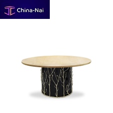 Contemporary dining table ENCHANTED BIRDS EYEwood veneerwalnut basebrass base