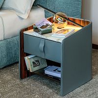 Contemporary bedside table Gentlemanleathermarbleleather base
