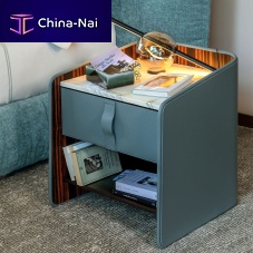 Contemporary bedside table Gentlemanleathermarbleleather base