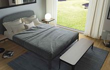 Double bed PLANEcontemporaryupholsteredwith headboard