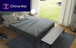 Double bed PLANEcontemporaryupholsteredwith headboard