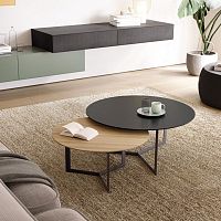 Contemporary nesting tables KABIlacquered woodmetal baseround