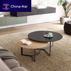 Contemporary nesting tables KABIlacquered woodmetal baseround