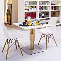 Contemporary coffee table Duettooaklaminatestainless steel base