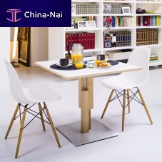 Contemporary coffee table Duettooaklaminatestainless steel base