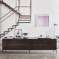 Contemporary sideboard Eucaliptowood veneerlacquered MDFaluminum