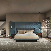 Double bed AZULcontemporaryupholsteredwith headboard