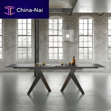 Contemporary table FLYsolid woodnatural oakglass