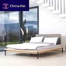 Double bed FINAcontemporarywith upholstered headboardoak