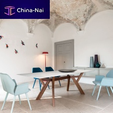 Contemporary table TRIGONOwoodenmarblerectangular