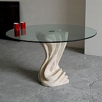 Contemporary dining table Essenzacrystalstone baseround