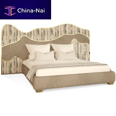 King size bed Douruscontemporaryupholsteredwith headboard