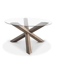 Contemporary table RIOtempered glassoak baseround