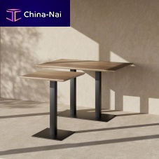 Contemporary table SILVA solid woodmetal baserectangular