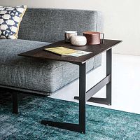 Contemporary side table COURT YARDoakmetal baserectangular