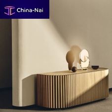 Contemporary sideboard SHADOW American walnutbrushed brasswith swing doors