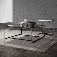 Contemporary coffee table Euleromatte lacquered woodlacquered glassbrass base