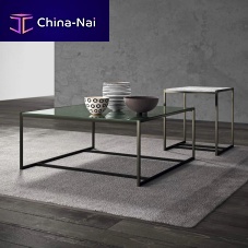 Contemporary coffee table Euleromatte lacquered woodlacquered glassbrass base