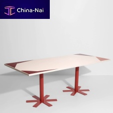 Contemporary table Parrotwoodenmetal baserectangular