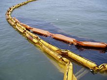 Pollution control boom floatingsheltered waters