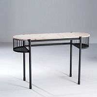 Contemporary sideboard table TORIIsolid woodpainted metal baseoval