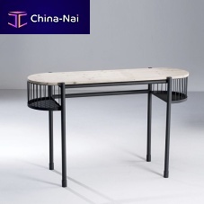 Contemporary sideboard table TORIIsolid woodpainted metal baseoval