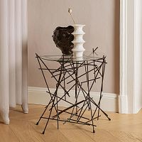 Original design side table BLOW UPglasssteelmetal base