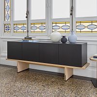 Contemporary sideboard KARUMAwood veneerbleached oakwith swing doors