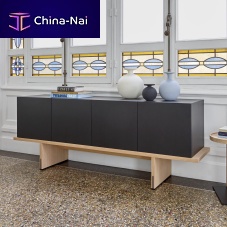 Contemporary sideboard KARUMAwood veneerbleached oakwith swing doors
