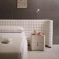 Contemporary bedside table JOHNNYleatherglossy lacquered woodmatte lacquered wood