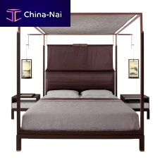 Canopy bed THEAdoublecontemporarywith upholstered headboard