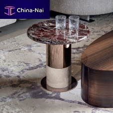 Contemporary side table LEDAmarbleebony baseround