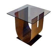 Contemporary side table Uglasssteel basesquare