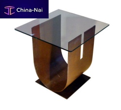 Contemporary side table Uglasssteel basesquare