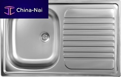 Single-bowl kitchen sink CLASSIC: EC173with drainboardstainless steelovermount