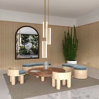 Contemporary coffee table NAMIepoxywalnut basemaple base