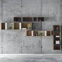 Wall-mounted shelf T BOXcontemporarywalnutsteel