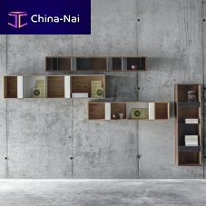 Wall-mounted shelf T BOXcontemporarywalnutsteel