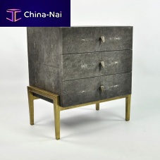 Contemporary bedside table BS METEORshagreenmetal baserectangular