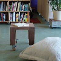 Contemporary side table DORUS woodensquareon casters