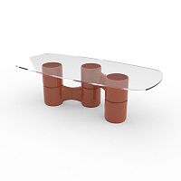 Contemporary table Molecolatempered glasswooden baserectangular