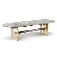 Contemporary dining table SPINNAKERmarblemetal baseoval